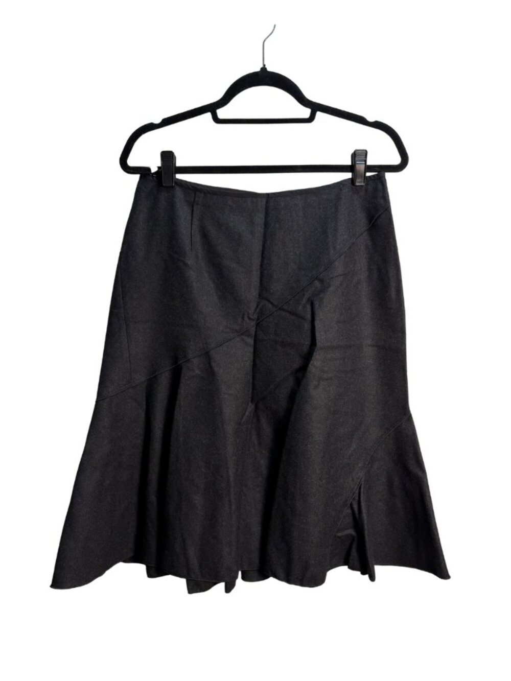 Nina Ricci Charcoal Gray Asymmetric Seam Flared Skirt